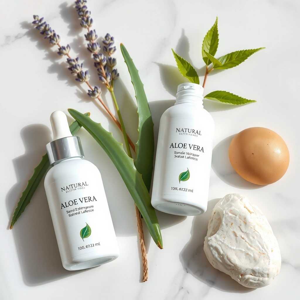 Natural skincare ingredients background